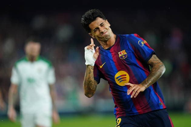 ESP: FC Barcelona, Barca - Racing Club de Santander. La Liga EA Sports. Matchday 6. Joao Cancelo of FC Barcelona celebrates after scoring the 1-0 during the La Liga EA Sports match between FC Barcelona and Real Racing Club de Santander played at Spotify Camp Nou Stadium on 16 Sept 2026 in Barcelona, Spain. kpng Copyright: xBaguxBlancox xPRESSINPHOTOx PS_2627_BAR_RAC_504
