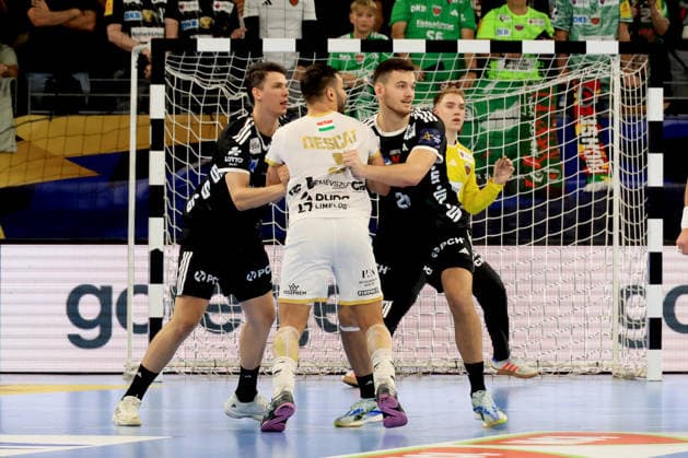 September 16, 2026, GER Germany, Handball, EHF Champions League, September 16, 2026, 2026–2027 season, Berlin, Füchse Berlin vs. Veszprém HC Simak, Frederik Füchse Berlin 9, Aitor Arino Füchse Berlin 14, Hugo Descat Veszprém 9, nordphoto GmbH, Engler Berlin, Max Schmeling Halle, Berlin, Germany Copyright: xNordphotox xEnglerx