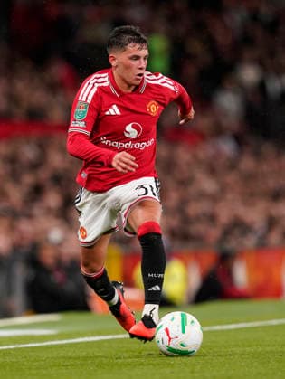 Manchester, England, 16th September 2026. Shea Lacey of Manchester United, ManU during the Manchester United vs Brighton and Hove Albion Carabao Cup match at Old Trafford, Manchester. Picture credit should read: Andrew Yates Sportimage EDITORIAL USE ONLY. No use with unauthorised audio, video, data, fixture lists, club league logos or live services. Online in-match use limited to 120 images, no video emulation. No use in betting, games or single club league player publications. SPI_012_AY_MAN_UTD_BRIGHTON SPI-5001-0012
