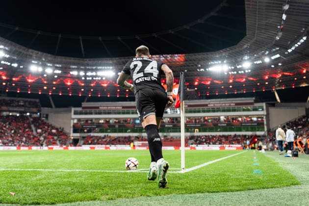 2026–2027 UEFA Europa League, Bayer 04 Leverkusen vs. NK Celje, Matchday 1, Wednesday, September 16, 2026, BayArena, North Rhine-Westphalia, Germany, Aleix Garcia (corner kick) Copyright: xCelinaxLeiersx