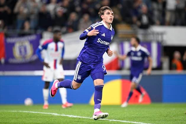 RSC Anderlecht v Olympique Lyon - UEFA Europa League ANDERLECHT, BELGIUM - SEPTEMBER 16 : Cvetkovic Mihajlo forward of RSC Anderlecht celebrating scoring a goal (1-2) during the UEFA Europa League 2026 27 League Phase MD1 match between RSC Anderlecht and Olympique Lyon on September 16, 2026 in Anderlecht, Belgium, 16 09 2026 Anderlecht Belgium  Copyright: xNicoxVereeckenx