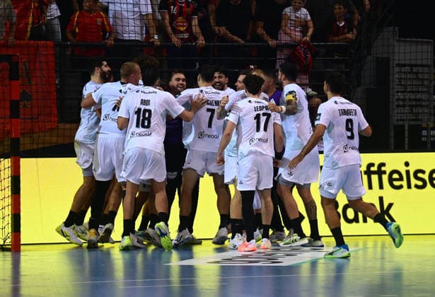 EHF Champions League. Players of HBC Nantes celebrate after winning the EHF Champions League group phase match between HC Vardar and HBC Nantes in Skopje, North Macedonia, September 16 2026. IMAGO PETR STOJANOVSKI