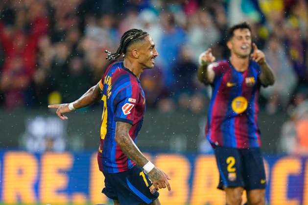 ESP: FC Barcelona, Barca - Racing Club de Santander. La Liga EA Sports. Matchday 6. Raphael Dias Belloli Raphinha of FC Barcelona celebrates his goal during the La Liga EA Sports match between FC Barcelona and Real Racing Club de Santander played at Spotify Camp Nou Stadium on 16 Sept 2026 in Barcelona, Spain. kpng Copyright: xSergioxRuizx xPRESSINPHOTOx PS_2627_BAR_RAC_002
