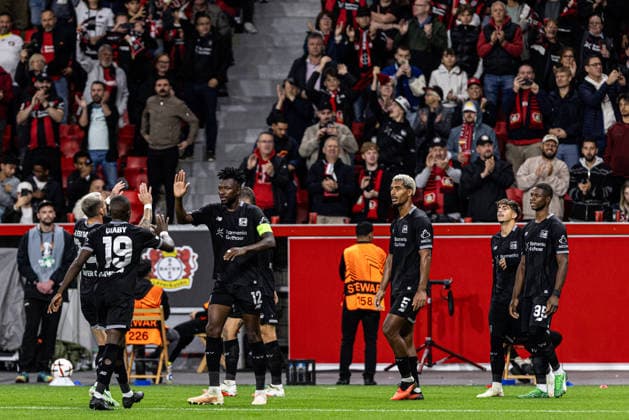 UEFA Europa League: Bayer 04 Leverkusen vs. NK Celje, September 16, 2026. Bayer 04 Leverkusen celebrates the goal, 2–0 by Facundo Medina, Bayer 04 Leverkusen, UEFA Europa League Matchday 1, Bayer 04 Leverkusen vs. NK Celje, BayArena, Leverkusen, September 16, 2026 Copyright: xBEAUTIFULxSPORTS Buriakovx