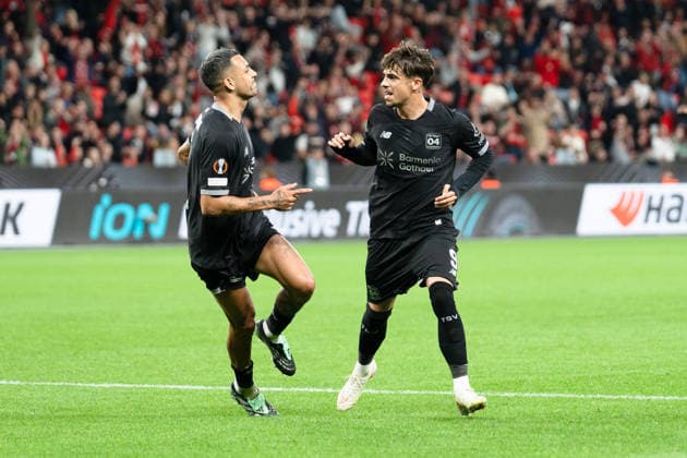 2026–2027 UEFA Europa League, Bayer 04 Leverkusen vs. NK Celje, Matchday 1, Wednesday, September 16, 2026, BayArena, North Rhine-Westphalia, Germany; Facundo Medina scores the 2–0 goal; celebration, joy, emotions, goal celebration; Afonso Moreira Copyright: xCelinaxLeiersx