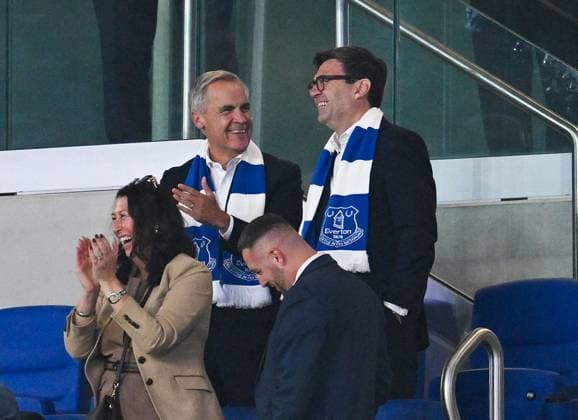 Canadian Prime Minister Mark Carney and British Prime Minister Andy Burnham celebrate the opening goal Everton v Wolverhampton Wanderers, EFL Carabao Cup, Football, Hill Dickinson Stadium, Liverpool, UK - 16 Sep 2026Liverpool Hill Dickinson Stadium United Kingdom EDITORIAL USE ONLY No use with unauthorised audio, video, data, fixture lists, club league logos or live services. Online in-match use limited to 120 images, no video emulation. No use in betting, games or single club league player publications. Copyright: xAnnaxGowthorpe Shutterstockx 17154425aj