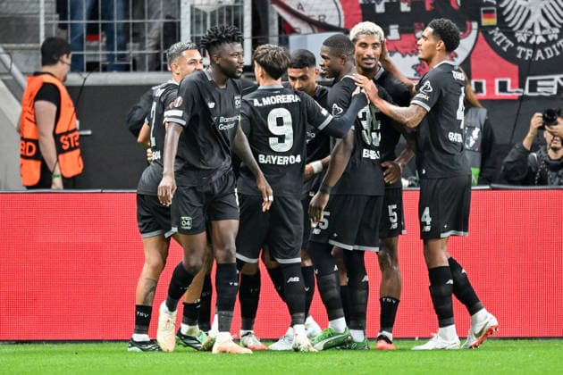 Facundo Medina of Leverkusen 2 celebrates with his teammates after scoring the goal that made it 2–0 on September 16, 2026 ¢ Soccer ¢ Europa League ¢ Bayer 04 Leverkusen vs. NK Celje, BayArena, Leverkusen, North Rhine-Westphalia, Germany Copyright: xpepphotox xHorstxMauelshagenx pep00321, pep_20260916_hm