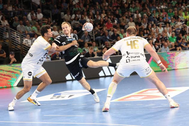 September 16, 2026, xBHAx, Handball, EHF Champions League, 2026–2027 Season, CL, Füchse Berlin vs. Veszprém HC, Max Schmeling Halle, Mathias Gidsel, Füchse Berlin 19 on offense, Berlin, Germany