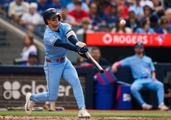 September 16, 2026, Toronto, On, Canada: Toronto Blue Jays George Springer (4) hits an RBI sacrifice-fly against the Detroit Tigers during fourth inning MLB, Baseball Herren, USA action in Toronto, on Wednesday, Sept. 16, 2026. Canada News - September 16, 2026  - ZUMAc35_ 20260916_zaf_c35_151 Copyright: xKeitoxNewmanx