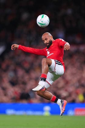 Fußball: Carabao Cup, 3. Runde – Manchester United gegen Tottenham Hotspur, 16. September 2026; Carabao Cup, 3. Runde – Manchester United gegen Brighton Hove Albion; Bryan Mbeumo von Manchester United; Foto: Simon Stacpoole; Abseits; Manchester, Großbritannien  Copyright: xSimonxStacpoolexOffside