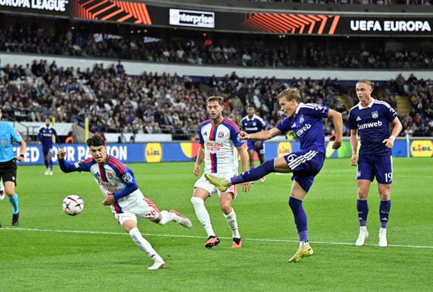 RSC Anderlecht v Olympique Lyon - UEFA Europa League BRUSSELS, BELGIUM - SEPTEMBER 16: Ludwig Augustinsson (6) of Anderlecht in action during the UEFA Europa League match between RSC Anderlecht and Olympique Lyon at Lotto Park Stadium in Brussels, Belgium, on September 16, 2026. Dursun Aydemir Anadolu Brussels Belgium. Editorial use only. Please get in touch for any other usage.  Copyright: x2026xAnadoluxDursunxAydemirx