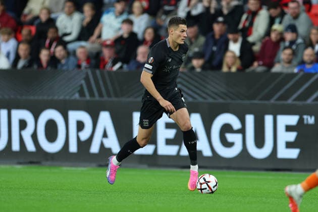 September 16, 2026, GER, Soccer, Men s, Europa League, 2026–2027 Season, Matchday 1 of the group stage, Bayer 04 Leverkusen (GER) vs. NK Celje (SVN) Patrick Schick (Leverkusen) 14, individual play, full-body shot, ball at his feet. DFB and DFL regulations prohibit any use of photographs as image sequences and or quasi-video. Leverkusen, BayArena, NRW, Germany Copyright: xNordphoto Meuterx