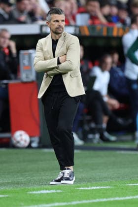 September 16, 2026, GER, Soccer, Men s, Europa League, 2026–2027 Season, Matchday 1 of the group stage, Bayer 04 Leverkusen (GER) vs. NK Celje (SVN). Zoran Zeljkovic, head coach of NK Celje, is visibly upset—gesturing, facial expressions, emotions—appearing dissatisfied, disappointed, and dejected. DFB and DFL regulations prohibit any use of photographs as image sequences and or quasi-video; Leverkusen, BayArena, NRW, Germany Copyright: xNordphoto Meuterx