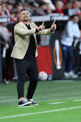 September 16, 2026, GER, Soccer, Men s, Europa League, 2026–2027 Season, Matchday 1 of the group stage, Bayer 04 Leverkusen (GER) vs. NK Celje (SVN). Zoran Zeljkovic, head coach of NK Celje, is visibly upset—gesturing, facial expressions, emotions—appearing dissatisfied, disappointed, and dejected. DFB and DFL regulations prohibit any use of photographs as image sequences and or quasi-video; Leverkusen, BayArena, NRW, Germany Copyright: xNordphoto Meuterx