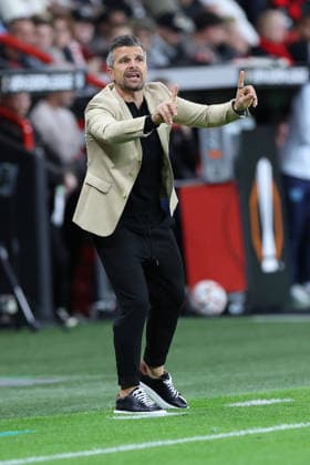 September 16, 2026, GER, Soccer, Men s, Europa League, 2026–2027 Season, Matchday 1 of the group stage, Bayer 04 Leverkusen (GER) vs. NK Celje (SVN). Zoran Zeljkovic, head coach of NK Celje, is visibly upset—gesturing, facial expressions, emotions—appearing dissatisfied, disappointed, and dejected. DFB and DFL regulations prohibit any use of photographs as image sequences and or quasi-video; Leverkusen, BayArena, NRW, Germany Copyright: xNordphoto Meuterx