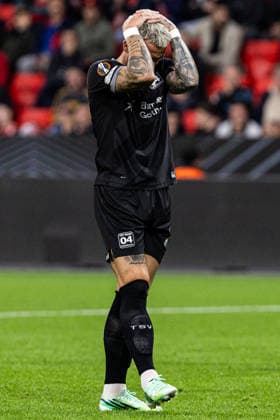 UEFA Europa League: Bayer 04 Leverkusen vs. NK Celje, September 16, 2026. Aleix Garcia of Bayer 04 Leverkusen, 24, reacts emotionally to a scoring chance. UEFA Europa League, Matchday 1: Bayer 04 Leverkusen vs. NK Celje at BayArena, Leverkusen, September 16, 2026 Copyright: xBEAUTIFULxSPORTS Buriakovx