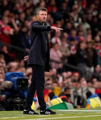 Manchester, England, 16th September 2026. Michael Carrick manager of Manchester United, ManU during the Manchester United vs Brighton and Hove Albion Carabao Cup match at Old Trafford, Manchester. Picture credit should read: Andrew Yates Sportimage EDITORIAL USE ONLY. No use with unauthorised audio, video, data, fixture lists, club league logos or live services. Online in-match use limited to 120 images, no video emulation. No use in betting, games or single club league player publications. SPI_077_AY_MAN_UTD_BRIGHTON SPI-5001-0074