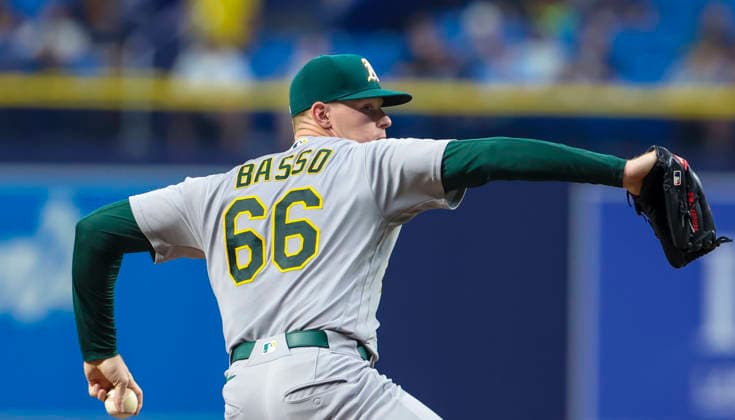 September 16, 2026, St. Petersburg, Florida, USA: Athletics pitcher Brady Basso (66) delivers a pitch in third inning against the Tampa Bay Rays in a Major League Baseball game between the Tampa Bay Rays and the Athletics Wednesday, Sept. 16, 2026 in St. Petersburg, Florida. St. Petersburg USA - ZUMAu321 20260916_zsp_u321_012 Copyright: xChrisxUrsox