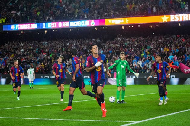ESP: FC Barcelona, Barca - Racing Club de Santander. La Liga EA Sports. Matchday 6. Joao Cancelo of FC Barcelona celebrates the 1-0 during the La Liga EA Sports match between FC Barcelona and Real Racing Club de Santander played at Spotify Camp Nou Stadium on 16 Sept 2026 in Barcelona, Spain. kpng Copyright: xSergioxRuizx xPRESSINPHOTOx PS_2627_BAR_RAC_055