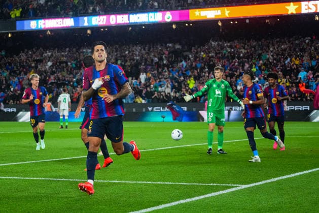 ESP: FC Barcelona, Barca - Racing Club de Santander. La Liga EA Sports. Matchday 6. Joao Cancelo of FC Barcelona celebrates the 1-0 during the La Liga EA Sports match between FC Barcelona and Real Racing Club de Santander played at Spotify Camp Nou Stadium on 16 Sept 2026 in Barcelona, Spain. kpng Copyright: xSergioxRuizx xPRESSINPHOTOx PS_2627_BAR_RAC_057