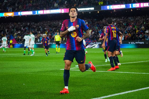 ESP: FC Barcelona, Barca - Racing Club de Santander. La Liga EA Sports. Matchday 6. Joao Cancelo of FC Barcelona celebrates the 1-0 during the La Liga EA Sports match between FC Barcelona and Real Racing Club de Santander played at Spotify Camp Nou Stadium on 16 Sept 2026 in Barcelona, Spain. kpng Copyright: xSergioxRuizx xPRESSINPHOTOx PS_2627_BAR_RAC_058