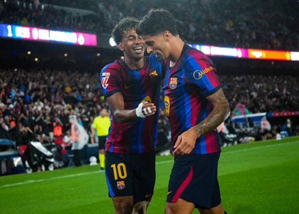 ESP: FC Barcelona, Barca - Racing Club de Santander. La Liga EA Sports. Matchday 6. Joao Cancelo of FC Barcelona celebrates the 1-0 during the La Liga EA Sports match between FC Barcelona and Real Racing Club de Santander played at Spotify Camp Nou Stadium on 16 Sept 2026 in Barcelona, Spain. kpng Copyright: xSergioxRuizx xPRESSINPHOTOx PS_2627_BAR_RAC_064