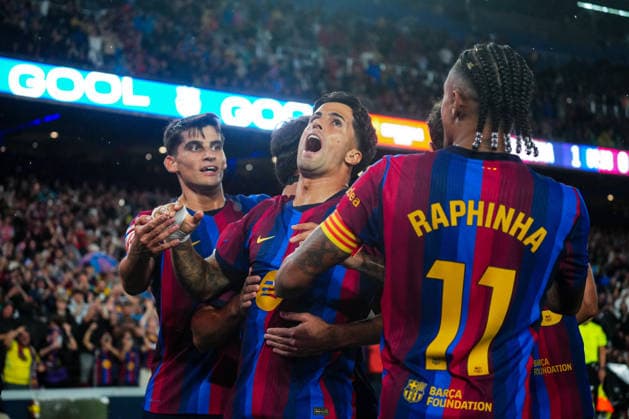 ESP: FC Barcelona, Barca - Racing Club de Santander. La Liga EA Sports. Matchday 6. Joao Cancelo of FC Barcelona celebrates the 1-0 during the La Liga EA Sports match between FC Barcelona and Real Racing Club de Santander played at Spotify Camp Nou Stadium on 16 Sept 2026 in Barcelona, Spain. kpng Copyright: xSergioxRuizx xPRESSINPHOTOx PS_2627_BAR_RAC_066