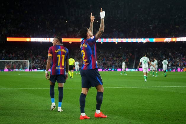 ESP: FC Barcelona, Barca - Racing Club de Santander. La Liga EA Sports. Matchday 6. Joao Cancelo of FC Barcelona celebrates the 1-0 during the La Liga EA Sports match between FC Barcelona and Real Racing Club de Santander played at Spotify Camp Nou Stadium on 16 Sept 2026 in Barcelona, Spain. kpng Copyright: xSergioxRuizx xPRESSINPHOTOx PS_2627_BAR_RAC_067