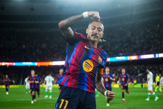 ESP: FC Barcelona, Barca - Racing Club de Santander. La Liga EA Sports. Matchday 6. Raphael Dias Belloli Raphinha of FC Barcelona celebrates his goal during the La Liga EA Sports match between FC Barcelona and Real Racing Club de Santander played at Spotify Camp Nou Stadium on 16 Sept 2026 in Barcelona, Spain. kpng Copyright: xSergioxRuizx xPRESSINPHOTOx PS_2627_BAR_RAC_068