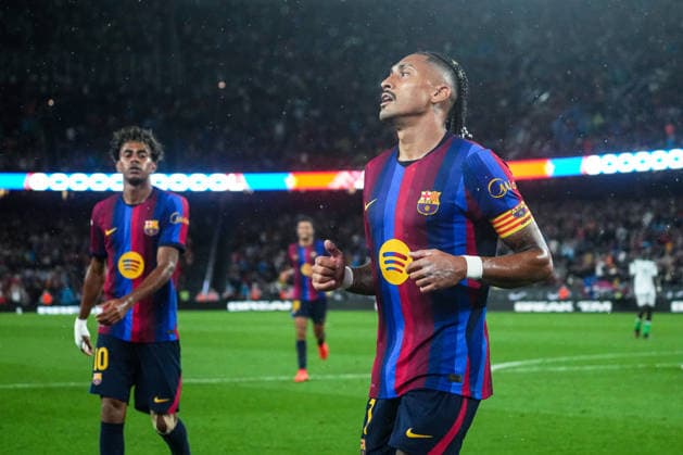 ESP: FC Barcelona, Barca - Racing Club de Santander. La Liga EA Sports. Matchday 6. Raphael Dias Belloli Raphinha of FC Barcelona celebrates his goal during the La Liga EA Sports match between FC Barcelona and Real Racing Club de Santander played at Spotify Camp Nou Stadium on 16 Sept 2026 in Barcelona, Spain. kpng Copyright: xSergioxRuizx xPRESSINPHOTOx PS_2627_BAR_RAC_074