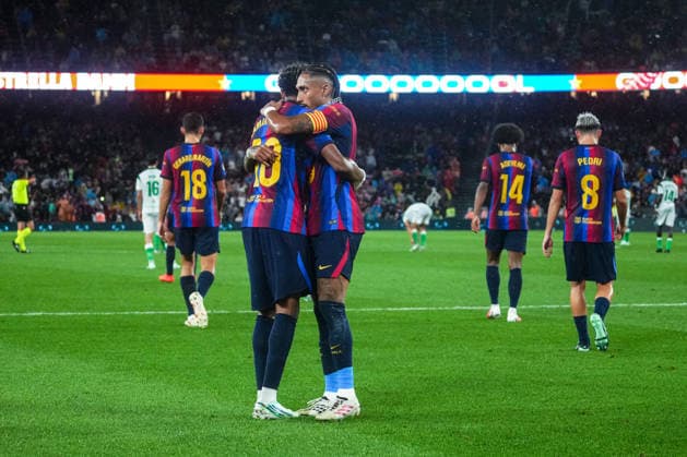 ESP: FC Barcelona, Barca - Racing Club de Santander. La Liga EA Sports. Matchday 6. Raphael Dias Belloli Raphinha of FC Barcelona celebrates his goal during the La Liga EA Sports match between FC Barcelona and Real Racing Club de Santander played at Spotify Camp Nou Stadium on 16 Sept 2026 in Barcelona, Spain. kpng Copyright: xSergioxRuizx xPRESSINPHOTOx PS_2627_BAR_RAC_076
