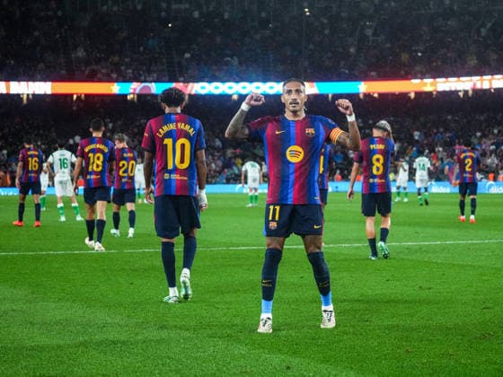 ESP: FC Barcelona, Barca - Racing Club de Santander. La Liga EA Sports. Matchday 6. Raphael Dias Belloli Raphinha of FC Barcelona celebrates his goal during the La Liga EA Sports match between FC Barcelona and Real Racing Club de Santander played at Spotify Camp Nou Stadium on 16 Sept 2026 in Barcelona, Spain. kpng Copyright: xSergioxRuizx xPRESSINPHOTOx PS_2627_BAR_RAC_078