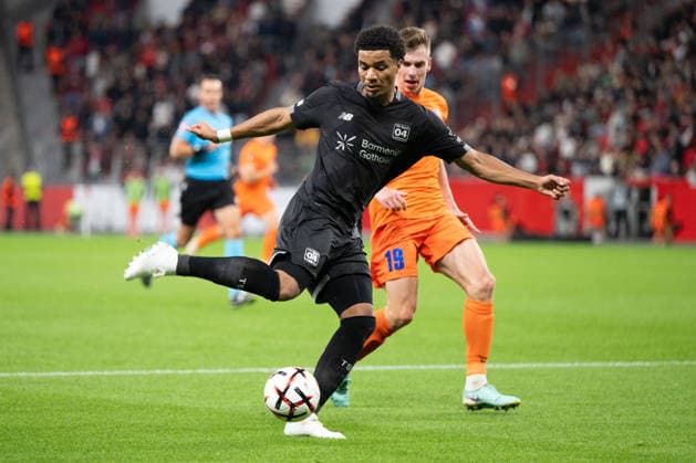 Shot on goal by Malik Tillman (No. 10, Bayer 04 Leverkusen), Bayer 04 Leverkusen vs. NK Celje, Soccer, UEFA Europa League, Group Stage, 2026–2027, September 16, 2026, Leverkusen, North Rhine-Westphalia, Germany Copyright: xkolbert-press MarkusxVerwimpx