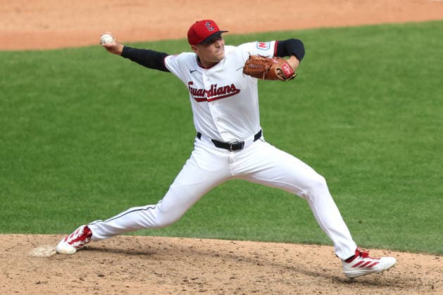 Cleveland Guardians Cade Smith (36) pitches in the ninth inning against the Chicago White Sox at Progressive Field in Cleveland, Ohio on Wednesday, September 16, 2026.The Guardians defeated the White Sox 6-3.  CLE202609161106 AARONxJOSEFCZYK