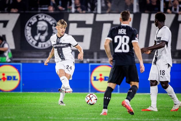 STURM GRAZ - RENNES Anthony Rouault of Rennes during the matchday 1 of UEFA Europa league - league phase football match between SK Sturm Graz and Rennes at the Stadium Graz Liebenau. Graz, Austria, September 16, 2026. Photo by Branislav Racko Copyright: xx 080A2338