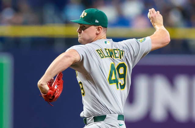 September 16, 2026, St. Petersburg, Florida, USA: Athletics pitcher Scott Blewett (49) delivers a pitch in the eighth inning against the Tampa Bay Rays in a Major League Baseball game between the Tampa Bay Rays and the Athletics Wednesday, Sept. 16, 2026 in St. Petersburg, Florida. The Tampa Bay Rays defeated the Athletics 4-3. St. Petersburg USA - ZUMAu321 20260916_zsp_u321_028 Copyright: xChrisxUrsox