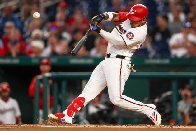 September 16, 2026, Washington D.C, District Of Columbia, United States: Washington, DC; Washington Nationals third baseman Jorbit Vivas (84) lines out during a Major League Baseball game against the Philadelphia Phillies at Nationals Park on Wednesday, September 16, 2026. The Phillies beat the Nationals 3-0. MLB, Baseball Herren, USA Philadelphia Phillies 3:0 Washington Nationals  - ZUMAp258 20260916_znp_p258_035 Copyright: xStevexPrakopex