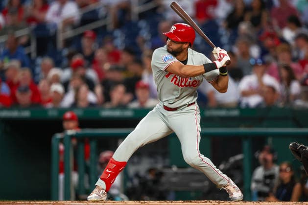 September 16, 2026, Washington D.C, District Of Columbia, United States: Washington, DC; Philadelphia Phillies center fielder Justin Crawford (2) bats during a Major League Baseball game against the Washington Nationals at Nationals Park on Wednesday, September 16, 2026. The Phillies beat the Nationals 3-0. MLB, Baseball Herren, USA Philadelphia Phillies 3:0 Washington Nationals  - ZUMAp258 20260916_znp_p258_049 Copyright: xStevexPrakopex