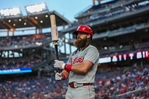 September 16, 2026, Washington D.C, District Of Columbia, United States: Washington, DC; Philadelphia Phillies left fielder Brandon Marsh (16) waits on deck during a Major League Baseball game against the Washington Nationals at Nationals Park on Wednesday, September 16, 2026. The Phillies beat the Nationals 3-0. MLB, Baseball Herren, USA Philadelphia Phillies 3:0 Washington Nationals  - ZUMAp258 20260916_znp_p258_053 Copyright: xStevexPrakopex