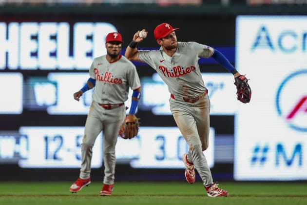 September 16, 2026, Washington D.C, District Of Columbia, United States: Washington, DC; Philadelphia Phillies shortstop Trea Turner (7) throws to first base for the out during a Major League Baseball game against the Washington Nationals at Nationals Park on Wednesday, September 16, 2026. The Phillies beat the Nationals 3-0. Washington D.C United States - ZUMAp258 20260916_znp_p258_025 Copyright: xStevexPrakopex
