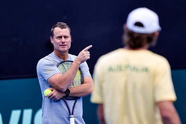 Davis Cup Tennis - Australia Team Training 1 in Brisbane, Australia - 17 SEP 2026. Davis Cup Captain, Lleyton Hewitt and Alex De Minaur seen during Australian Davis Cup Team training at Pat Rafter Arena. Australian Davis Cup Team training prior to their World Group I tie versus Poland. The Round is being held at Pat Rafter Arena. Brisbane Australia Copyright: xRichardxHainesx xSOPAxImagesx Richard Haines Davis Cup 1 (5)