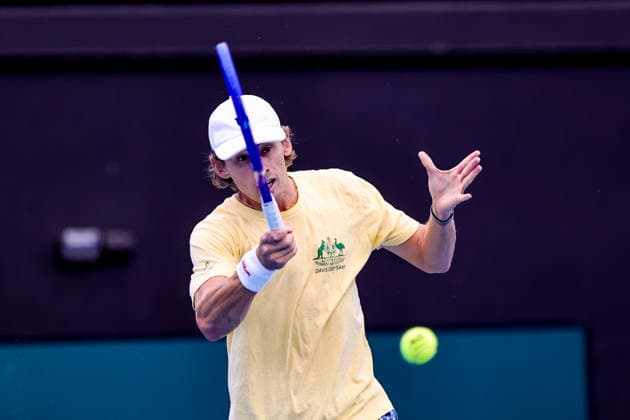 Davis Cup Tennis - Australia Team Training 1 in Brisbane, Australia - 17 SEP 2026. Alex De Minaur seen in action during Australian Davis Cup Team training at Pat Rafter Arena. Australian Davis Cup Team training prior to their World Group I tie versus Poland. The Round is being held at Pat Rafter Arena. Brisbane Australia Copyright: xRichardxHainesx xSOPAxImagesx Richard Haines Davis Cup 1 (1)