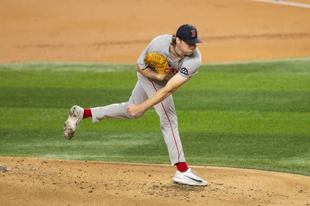 September 16, 2026, Arlington, Texas, USA: Boston Red Sox pitcher JAKE BENNETT (64) throws against the Texas Rangers at Globe Life Field. Rangers win 7-3, Arlington USA - ZUMAf180 20260916_zsp_f180_005 Copyright: xMarkxFannx