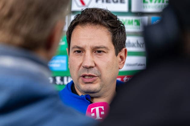 Argirios Giannikis, head coach of 1 FC Saarbrücken, in an interview with Magenta Sport GER; SC Preussen Münster vs. 1 FC Saarbrücken, soccer, 3. Liga, Matchday 6, 2026–2027 season, September 16, 2026 DFL regulations prohibit the use of photographs as image sequences and or quasi-video GER, SC Preussen Münster vs. 1 FC Saarbrücken, soccer, 3. Liga, Matchday 6, 2026–2027 season, September 16, 2026, Münster Copyright: xEibner-Pressefoto JanxRollingerx EP_JSK