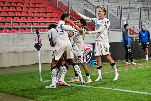 3rd Division FC Ingolstadt vs. TSG 1899 Hoffenheim II, September 16, 2026, INGOLSTADT, GERMANY September 16 Cheers from the visiting fans after Jykese Fields scored the 1–2 goal TSG Hoffenheim II 11 Goal Scorer Joy Happy during the 3. Liga match between FC Ingolstadt and TSG Hoffenheim’s second team on the 6th dayat the Audi Sportpark Copyright: xBEAUTIFULxSPORTS Goldbergx