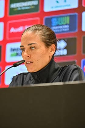 3rd Division: FC Ingolstadt vs. TSG 1899 Hoffenheim II, September 16, 2026, INGOLSTADT, GERMANY September 16. Pictured: Sabrina Wittmann, FC Ingolstadt coach. Isolated headshot taken at the press conference following the 3. Liga match between FC Ingolstadt and TSG Hoffenheim’s second team on Matchday 6 at the Audi Sportpark. Copyright: xBEAUTIFULxSPORTS Goldbergx