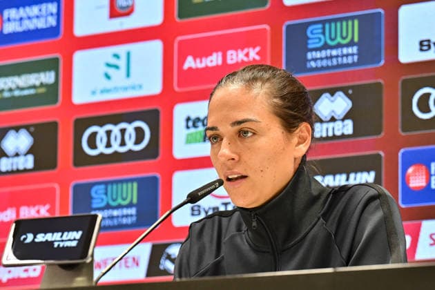 3rd Division: FC Ingolstadt vs. TSG 1899 Hoffenheim II, September 16, 2026, INGOLSTADT, GERMANY September 16. Pictured: Sabrina Wittmann, FC Ingolstadt coach. Isolated headshot taken at the press conference following the 3. Liga match between FC Ingolstadt and TSG Hoffenheim’s second team on Matchday 6 at the Audi Sportpark. Copyright: xBEAUTIFULxSPORTS Goldbergx