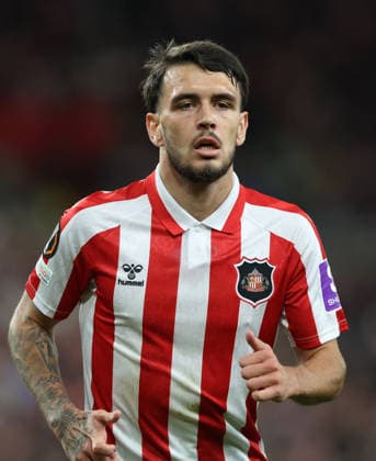 Sunderland, England, 16th September 2026. Enzo Le Fee during the Sunderland vs AZ Alkmaar UEFA Europa League match at the Stadium Of Light, Sunderland. Picture credit should read: Nigel Roddis Sportimage EDITORIAL USE ONLY. No use with unauthorised audio, video, data, fixture lists, club league logos or live services. Online in-match use limited to 120 images, no video emulation. No use in betting, games or single club league player publications. SPI_083_NR_SUND_AZAL SPI-5002-0084