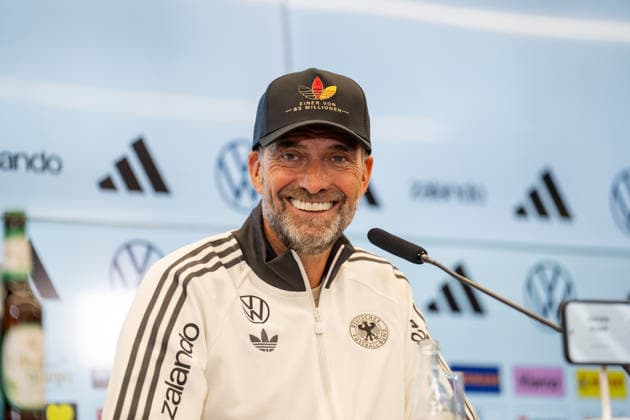 September 17, 2026, GER, UEFA Nations League 2026–2027 Nomination Press Conference with National Team Coach Jürgen Klopp; Jürgen Klopp, National Team Coach, Head Coach; Germany; laughing, in a good mood, grinning; gestures, facial expressions, emotions; Frankfurt DFB Campus, Frankfurt, Germany Copyright: xnordphotoxGmbHx xChristianxSchulzex