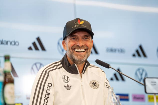 September 17, 2026, GER, UEFA Nations League 2026–2027 Nomination Press Conference with National Team Coach Jürgen Klopp; Jürgen Klopp, National Team Coach, Head Coach; Germany; laughing, in a good mood, grinning; gestures, facial expressions, emotions; Frankfurt DFB Campus, Frankfurt, Germany Copyright: xnordphotoxGmbHx xChristianxSchulzex